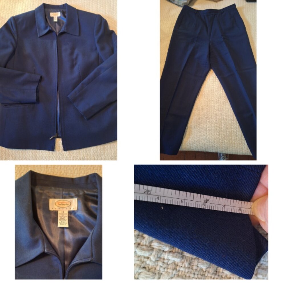 Talbots Petite Navy Blue pant suit size 14